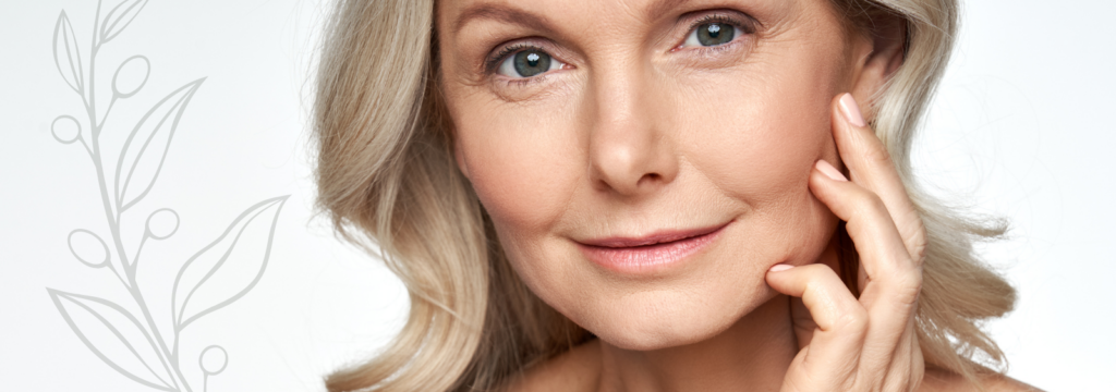 Youthful skin of woman's face with med aesthetic services